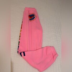 Aviator Nation Pink Sweatpants with logo down side